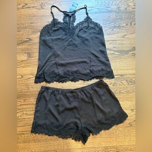INC International Concepts Black Lace Pajama Set